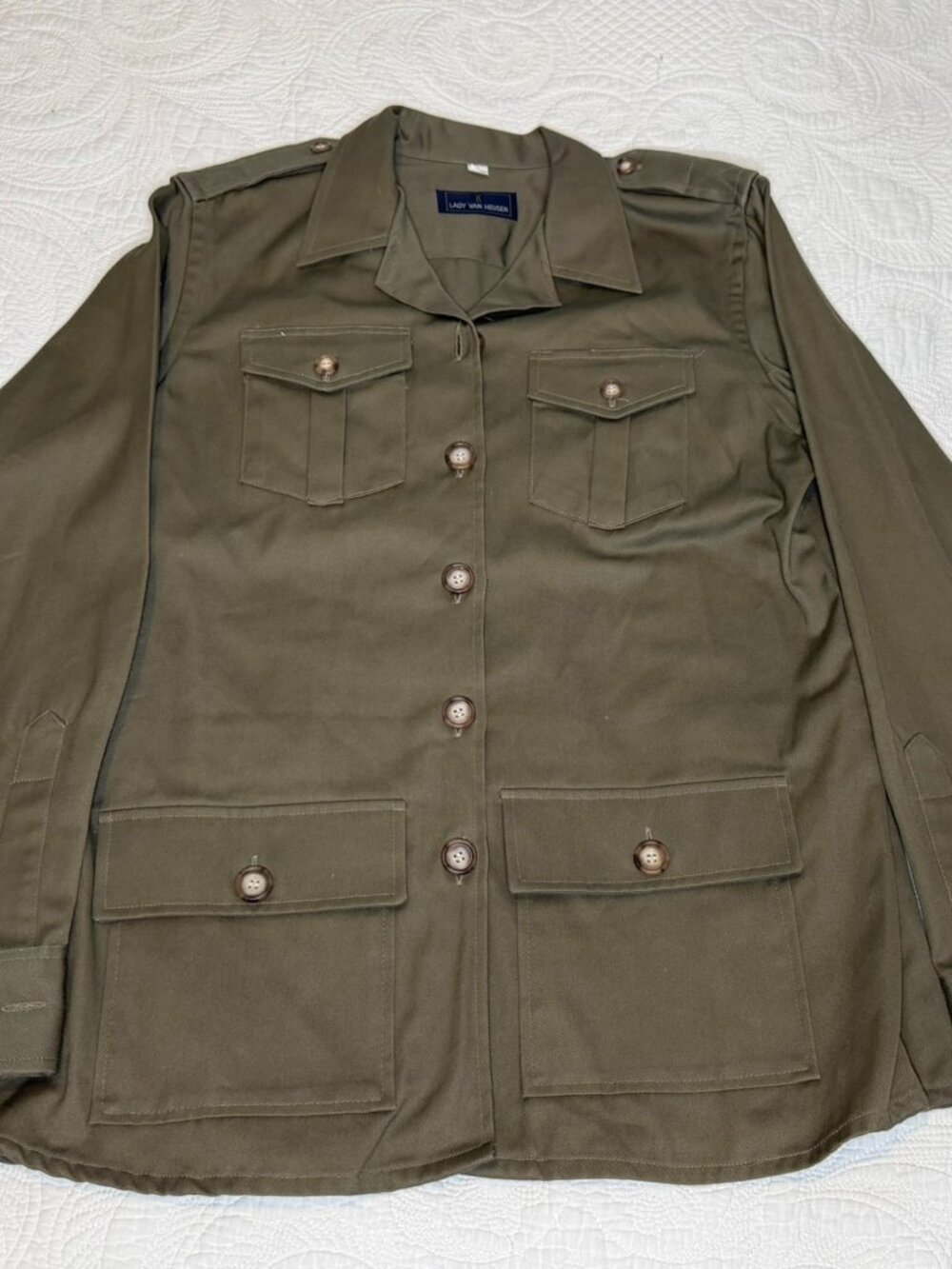 Vtg 70s 80s Lady Van Heusen Safari Field Jacket Overshirt L